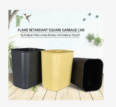 China Hot Sale Household Viable Square No Lid Trash Can Kitchen Toilet Office Guest Room Plastic Fire Retardant Trash Can for sale