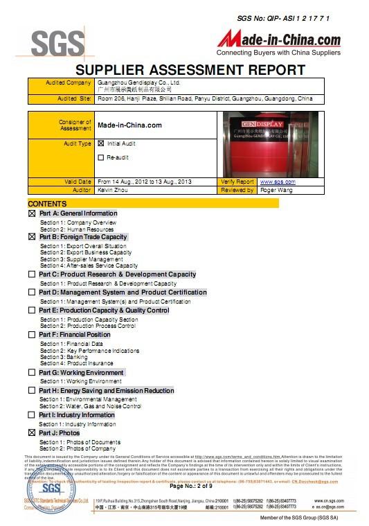 SGS On-site Auditing - GENDISPLAY GROUP INTERNATIONAL LIMITED