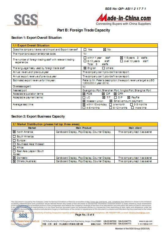 SGS On-site Auditing - GENDISPLAY GROUP INTERNATIONAL LIMITED