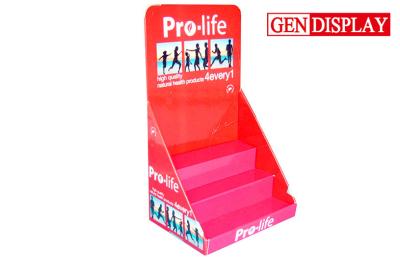 China Red Cardboard Counter Top Display Custom With Two Steps For Promotion for sale