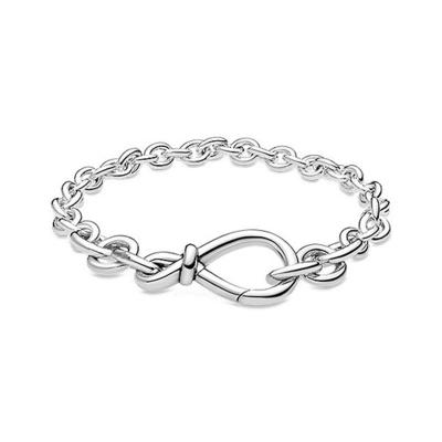 China High Quality Fashion Jewelry 925 Sterling Silver Knot Link Chain Bracelet Classic Romantic Gift For Women W/Box Pocket for sale