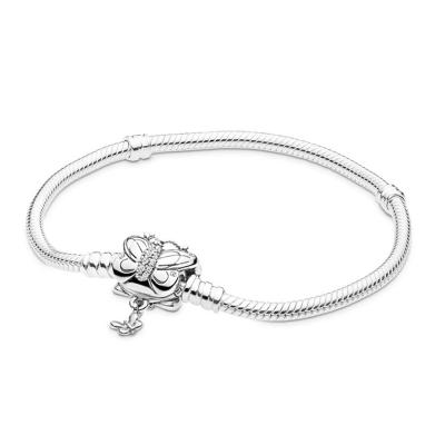 China Pandora Jewelry Butterfly Buckle Clasp Snake Bone Chain Bracelet W/Box Durable Pocket 925 Sterling Silver Bracelet Women Classic Fits for sale