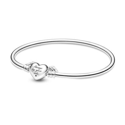 China 2021 CLASSICS Wholesale Fashion Jewelry Pan 925 Sterling Silver Heart Shaped With Wing Bracelet Bangle Classic Gift For Women W/Box Pocket for sale