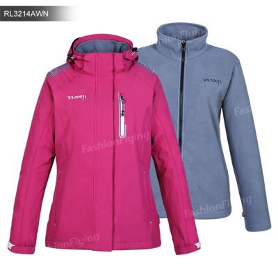 China Waterproof Women 3 in 1 Moutain Jacket Outdoor Waterproof Anorak Fleece Raincoat Warm Moutain Jacket for sale