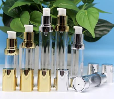 China Cosmetic High End Push Type Airless Bottle Essence Style 15ml 20ml 30ml Base Lotion Liquid Bottle for sale