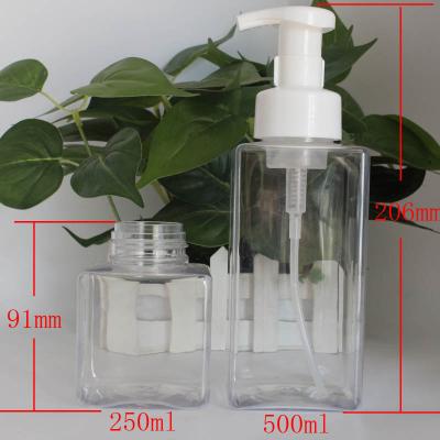 China Square Stain 250ml 500ml Square Foam Bottle Hand Sanitizer Facial Foam Detergent Bottle Cosmetic for sale