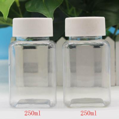 China Cheap Wide-mouth Pet Medicine Bottle 250Ml Transparent Rectangle Plastic Square Bottle for sale