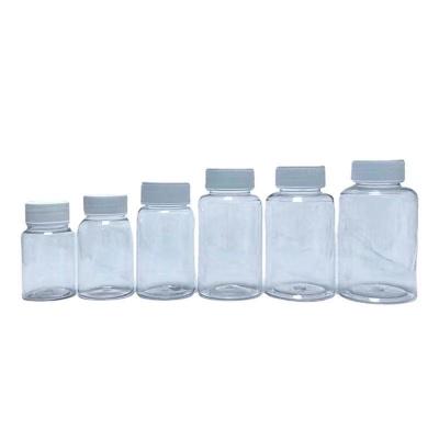 China 2021 Best Selling Transparent Plastic Medicine PET Round Bottle Aqua Sample Bottle Liquid Dispensing Bottle for sale