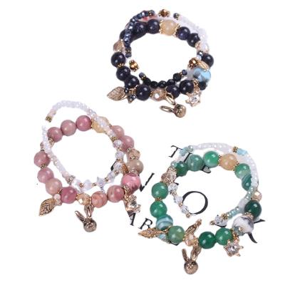 중국 Korean Natural Crystal Bangle Bracelet Sweet Style Fresh Casual/Sports Fashion Double Rabbit Jewelry 판매용