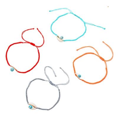 중국 Blue Eyes Shell Charm Adjustable Chain Hand Knitted Bracelet European and American Casual/Sporty Bohemian Set 판매용