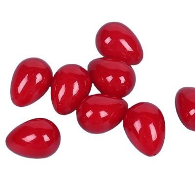 China Modern Pear Shape Red Color Half Hole Glass Bead Beads For DIY Jewelry Making Jewelry for sale