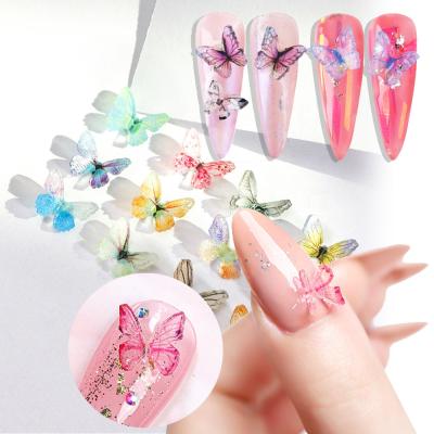 China Nail Charms Wholesale Multi-designs Butterfly Nail Art Sticker Resin 3D DIY Butterfly Nail Charm Art Decoration for sale