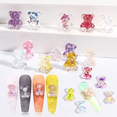 China Nail Charms Wholesale Nail Art Stickers Decoration Bear Charm Resin Nail Decor Accessories 3D 7.5*9mm for sale