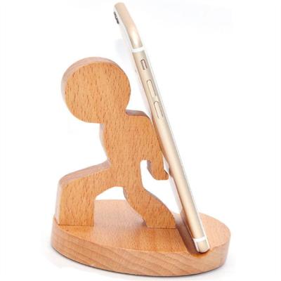 China Adjustable Made Of 100% Beech Wood Phone Holder Natural Wood Stand for sale