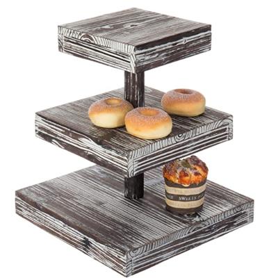 China Wholesale Handmade Customized Wooden Cupcake Cake Stand 3 Tier Stocked for sale