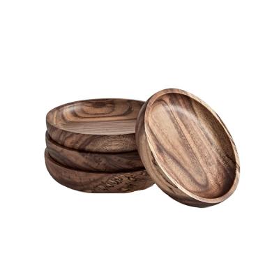 China Sustainable Hots Selling 4 Pcs Round Shape Coutertop Elegant Household Show Wooden Coaster for sale