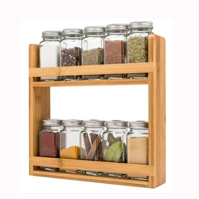 China Free Standing Solid Wood Rectangle Countertops Storage Spice Rack Organizer Viable for sale