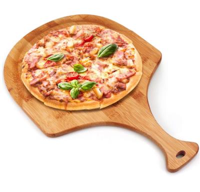 China Sustainable Bamboo Paddle Board Round Pizza Paddle Spatula Pizza Bread Baking for sale