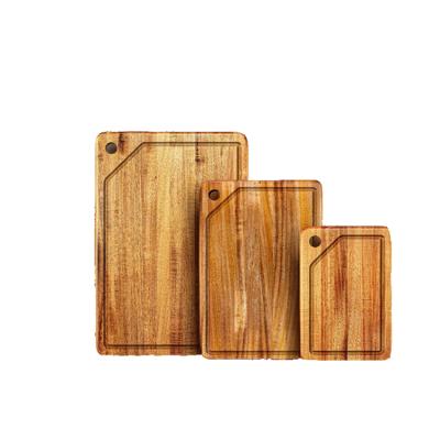 China Sustainable new style natural wood cutting board set of 3 with handles for sale