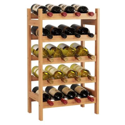 China Europe Home Decoration Free Standing Wine Storage Natural Bamboo Wooden Display Rack for sale