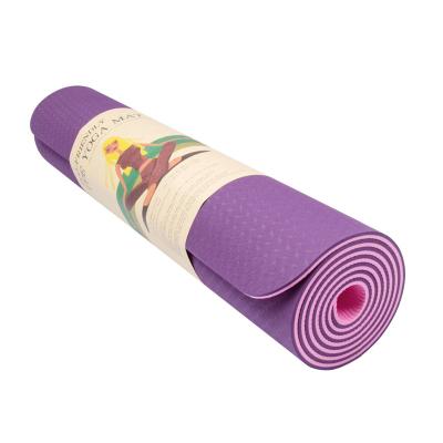 China 183x61cm Non-toxic 183x61cm Wholesale Price Non-Slip 6mm Custom Non-Slip Double Layer Strip Yoga Mat for sale