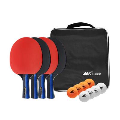 China For Beginner Study Practice Customized 4 Person Paddle 8 Balls Table Tennis Racket Set Ping Pong Paddle With Carry Bag for sale