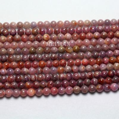 China For DIY Meihan 6-7mm Burma jewellry natural red smooth round stone beads for jewerly making bracelet necklace DIY for sale