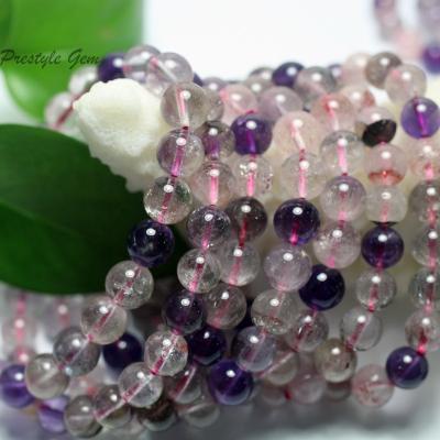 China Natural Gemstones Wholesale Natural A++ 7 Super Crystal Quartz Soft Round Beads Stone For Jewelry Making Design DIY Bracelet Necklace for sale