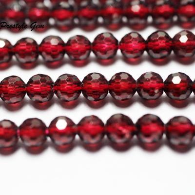 China Natural Gemstones Wholesale Natural A++ Brazil Red Garnet 4 Mm Faceted Round Loose Beads Stone For Jewelry Design for sale