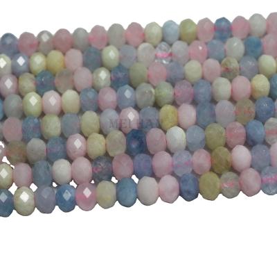 China Natural Gemstones Wholesale Natural 4*6mm Beryl Faceted Rondelle Loose Stone Beads for Jewelry Making and DIY Design for sale