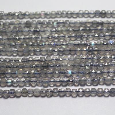 China Natural Gemstones Wholesale 3*3mm Natural Loose A Cube Faceted Grade Labradorite Beads For Jewelry Making Design And Gift for sale