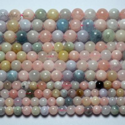 China Natural Gemstones Wholesale 6-10mm Natural Beryl Fashion Charm Smooth Round Loose Beads For Jewelry Making And DIY for sale