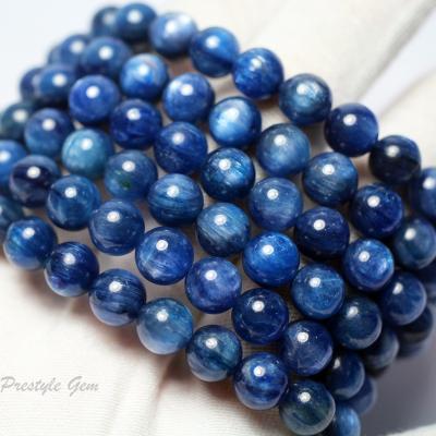 China Natural Gemstones Wholesale Natural Kyanite A++ Soft 8 Mm Round Loose Beads Genuine Stone Bracelet for sale