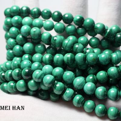 China Malachite Gemstone Malachite Gemstones 8mm Loose Round Natural Rare Mineral Smooth Gemstone Loose Stone For Jewelry Making Bracelet for sale