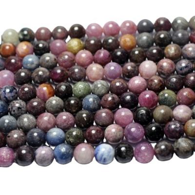 China Ruby and Sapphire Natural Mineral Round Smooth Gemstone 6mm Semi-precious Stone Loose Beads Natural Gemstones for Jewelry Making Design for sale