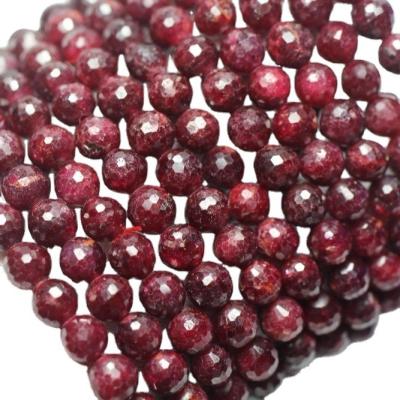 China Natural Gemstones 6-7mm A+++ Natural Mineral Ruby Faceted Round Semi-precious Gemstone Loose Beads For Jewelry Making Design for sale