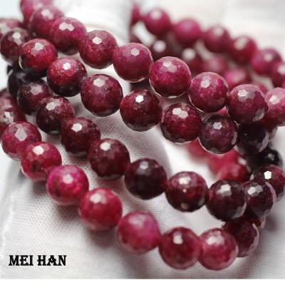 China Ruby Faceted Gemstone Round Semi Precious Stone Loose Beads Natural Mineral Gemstones 7-12mm For Jewelry Making Design for sale