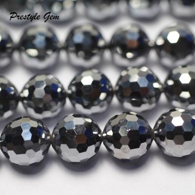 China Wholesale Synthetic Gemstone Terahertz Faceted 10 Mm Round Loose Stone Health Energy Beads For Jewelry Making Design for sale