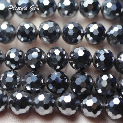 China Wholesale Synthetic Gemstone Terahertz Faceted 6mm And 8mm Round Health Energy Loose Stone Beads For Jewelry Making Design for sale