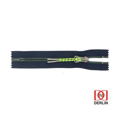 China Durable High Quality Nylon 5# Zipper Knocked Down Clogged Slide Zipper for sale