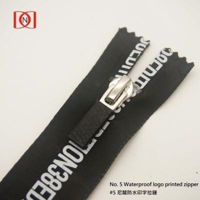 China No.5 viable waterproof zipper Pin Lock Slider Printed Tape 60 70 80 90cm for sale