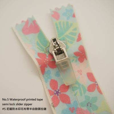 China Flower No.5 Viable Waterproof Zipper Pin Lock Slider Printed Tape 60 70 80 90cm for sale