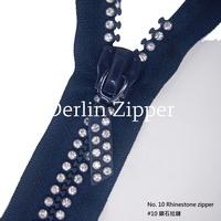 China Rhinestone Teeth Nickel Free Special Zipper for Garment Bag Open-Closed End #10 20CM 80CM for sale