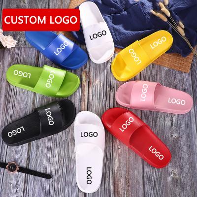 China CUSHIONING Custom Logo New Design Men PVC Slide Sandals Beach Slipper For Men Summer Black Chappal for sale