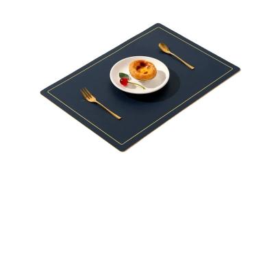 China Double Sided Leather Coaster Mat Wipeable Placemat Table Pad Tableware Square Shape Workable For Restaurant Home Dining Table for sale