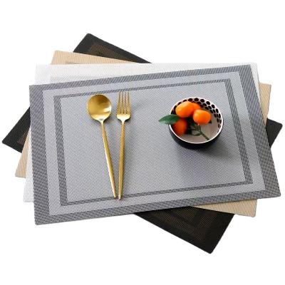 China Sustainable Nordic Environmental Protection PVC Place Mat Woven Double Frame Dining Table Heat Insulation Mat Household Placemat for sale