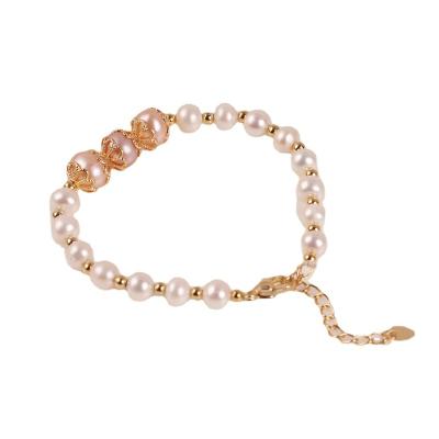 China chains & Link Bracelets New Designs 18k Gold Plated Stainless Steel Jewelry Lucky Charm Bracelet Pearl Chain Bracelet for sale