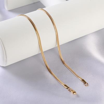 China There Is No Snake Chain Necklace Herringbone Jewelry 18k Gold Plated Lobster Flat Clasp Link Chain for sale