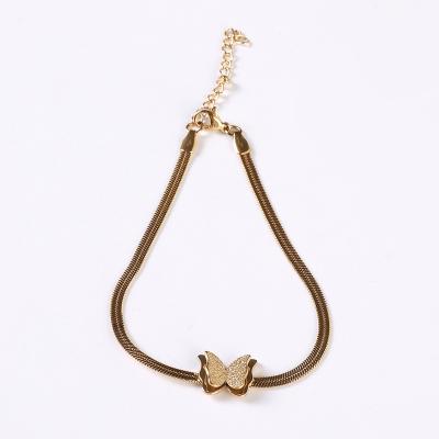 China BOHEMIA 2022 Fashion Trends Top Stainless Butterfly Shape Anklet Vintage Chain Chain for sale