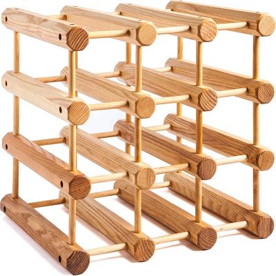 China Customized Freestanding 12 Bottle Wine Bottle Shelf Organizer Wooden Freestanding Shelf For Bar Cabinet Home Kitchen for sale